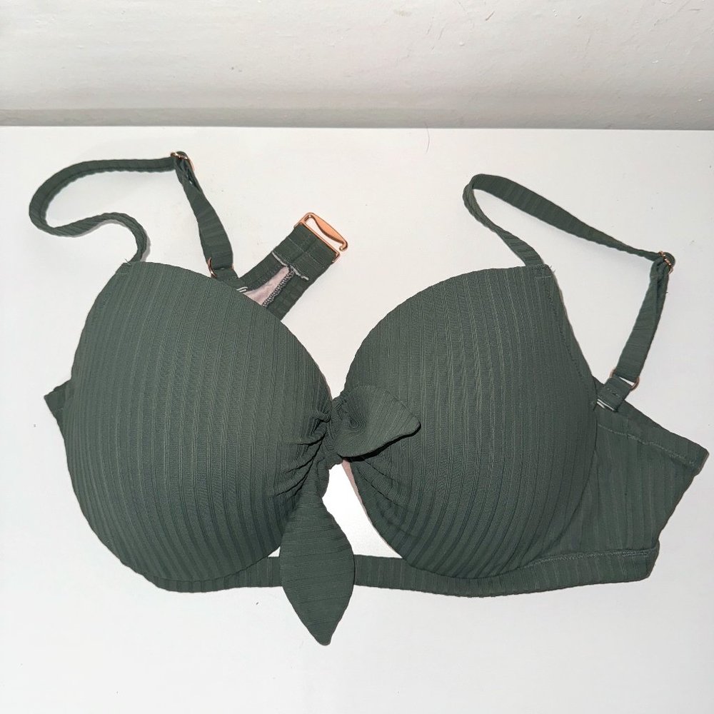 Shade & Shore Women's Push Up Tie Front Textured Bikini Top